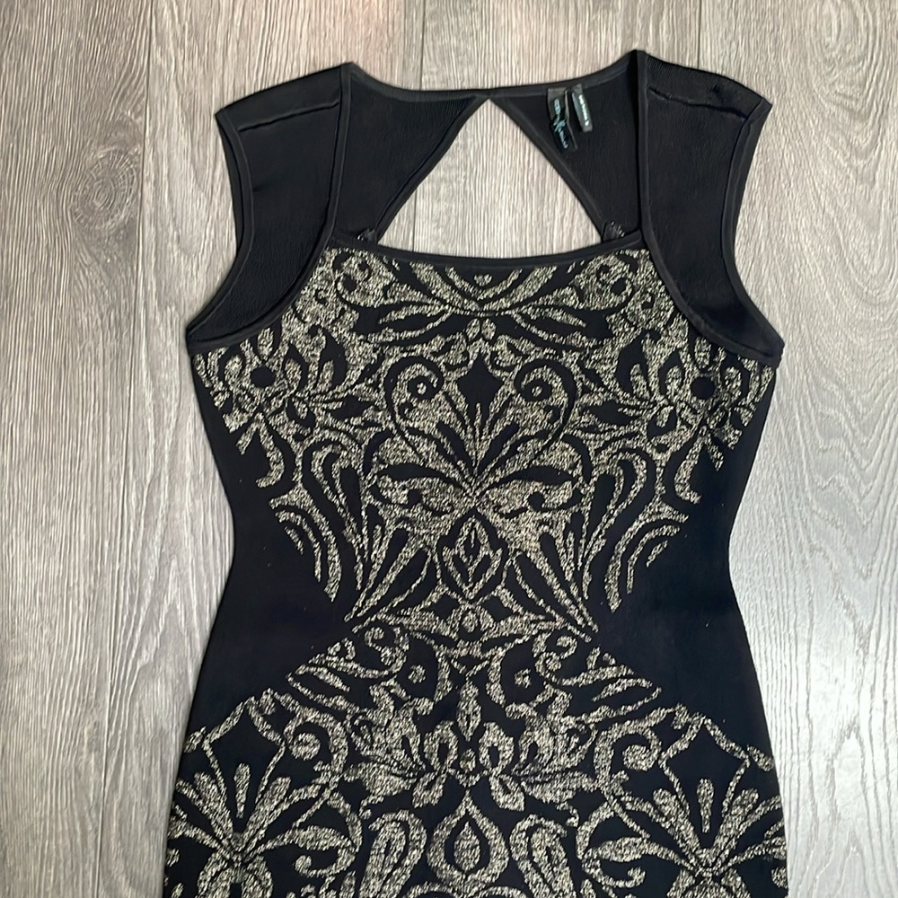 GUESS by Marciano Dress Metallic Pattern elegant Black Gold dress - Picture 2 of 12